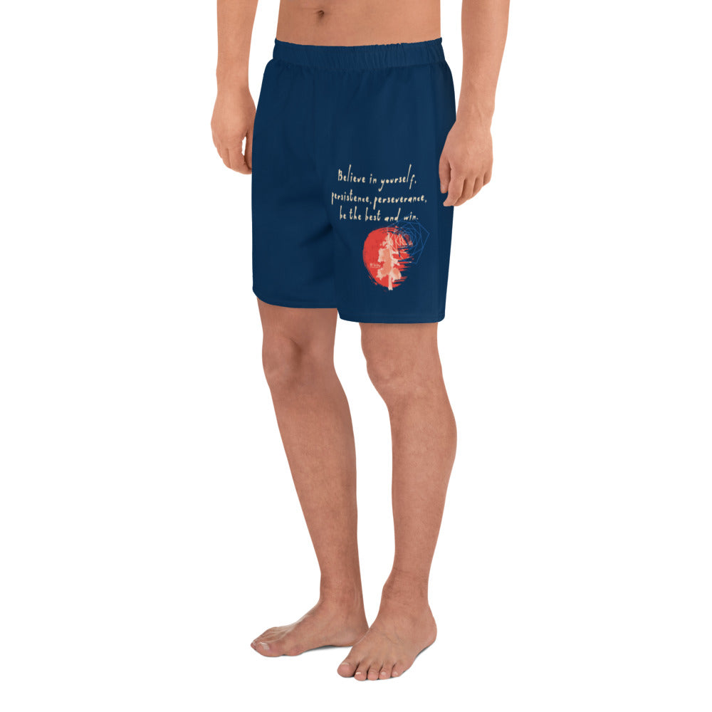 Believe To Win Haiku With Sun Tree on Men's Athletic Long Shorts