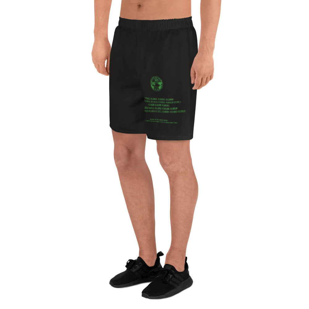 Binary Instructions To Keep Moving The World Forward With Vitruvian Earth In Green on Men's Athletic Long Shorts