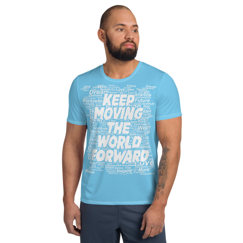 Word Clouds To Keep Moving The World Forward on Men's Original Athletic T-Shirt