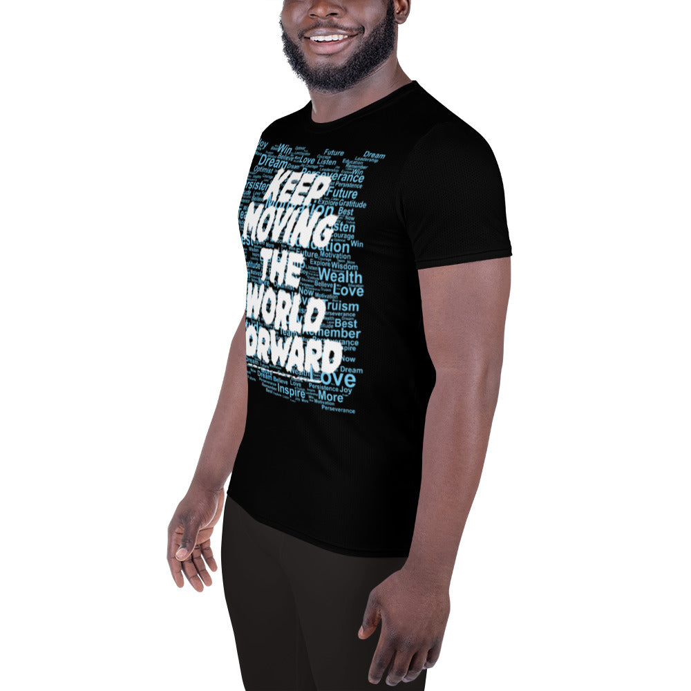 Word Clouds To Keep Moving The World Forward Through Black And Blue on Men's Original Athletic T-Shirt