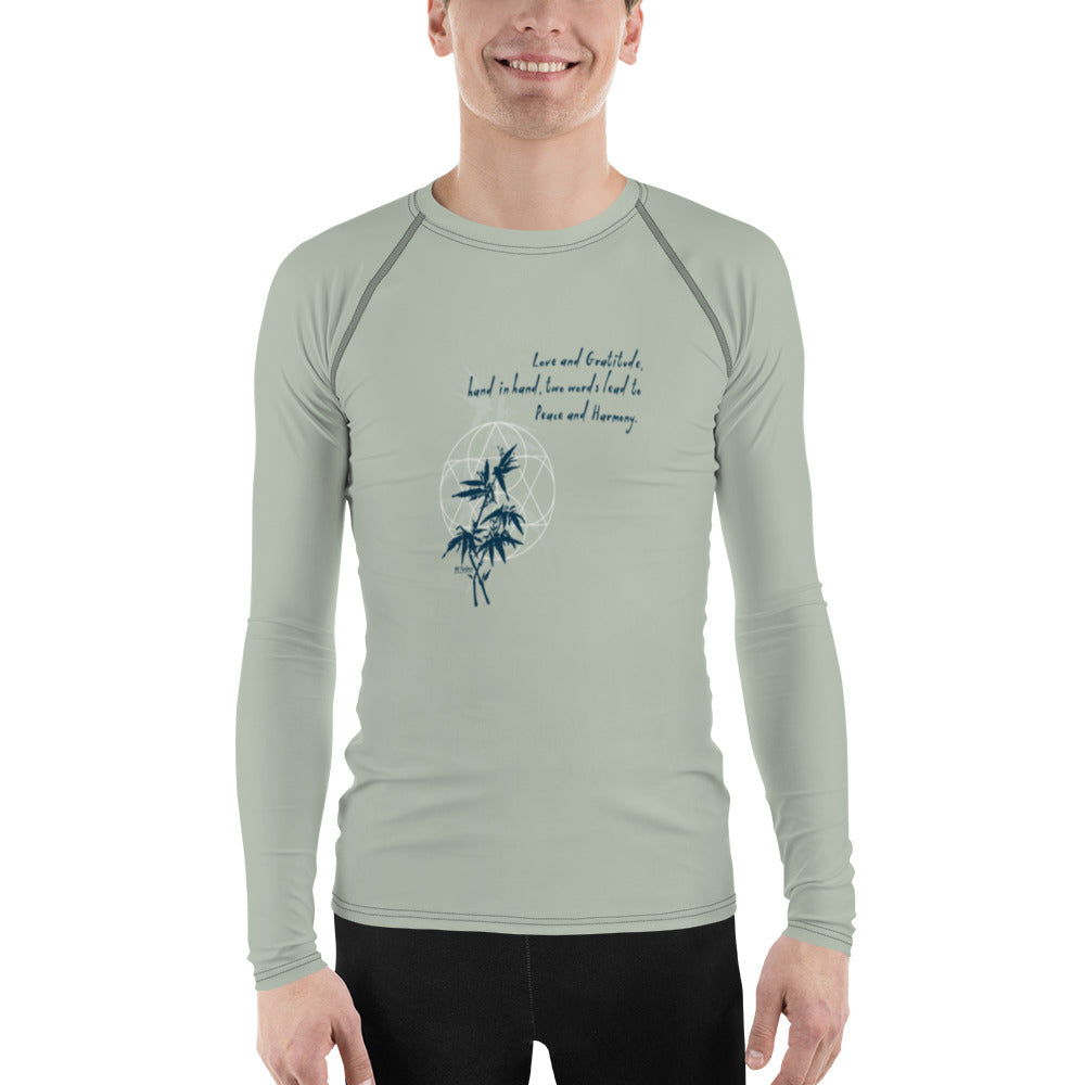 Love Gratitude Peace Harmony Haiku With Bamboo on Men's Rash Guard