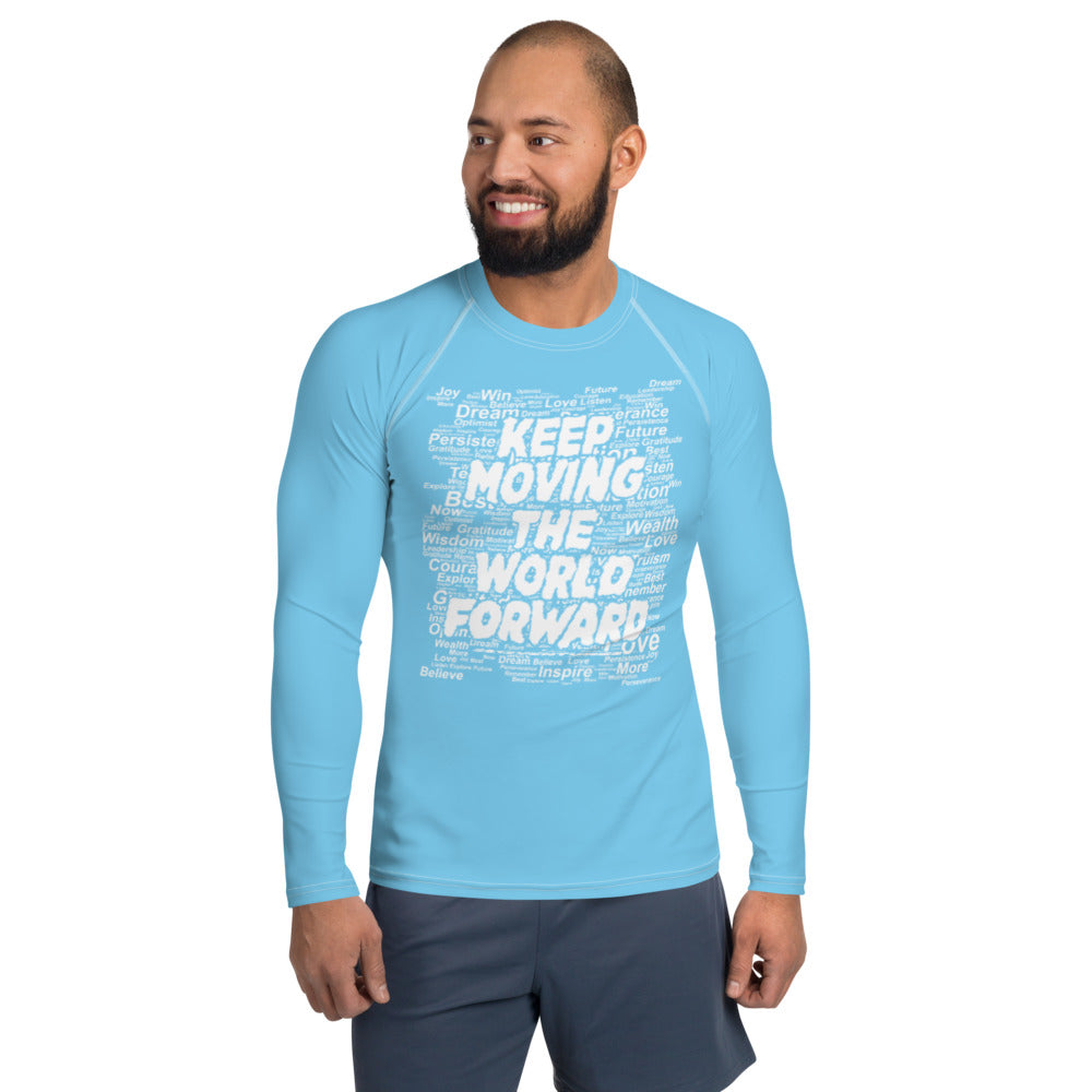 Word Clouds To Keep Moving The World Forward on Men's Rash Guard