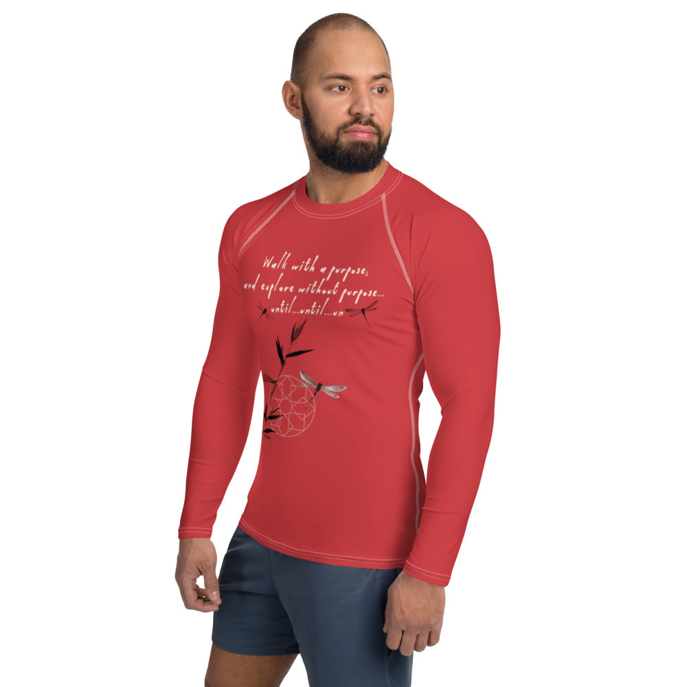 Walk With A Purpose Haiku With Dragonfly on Men's Rash Guard