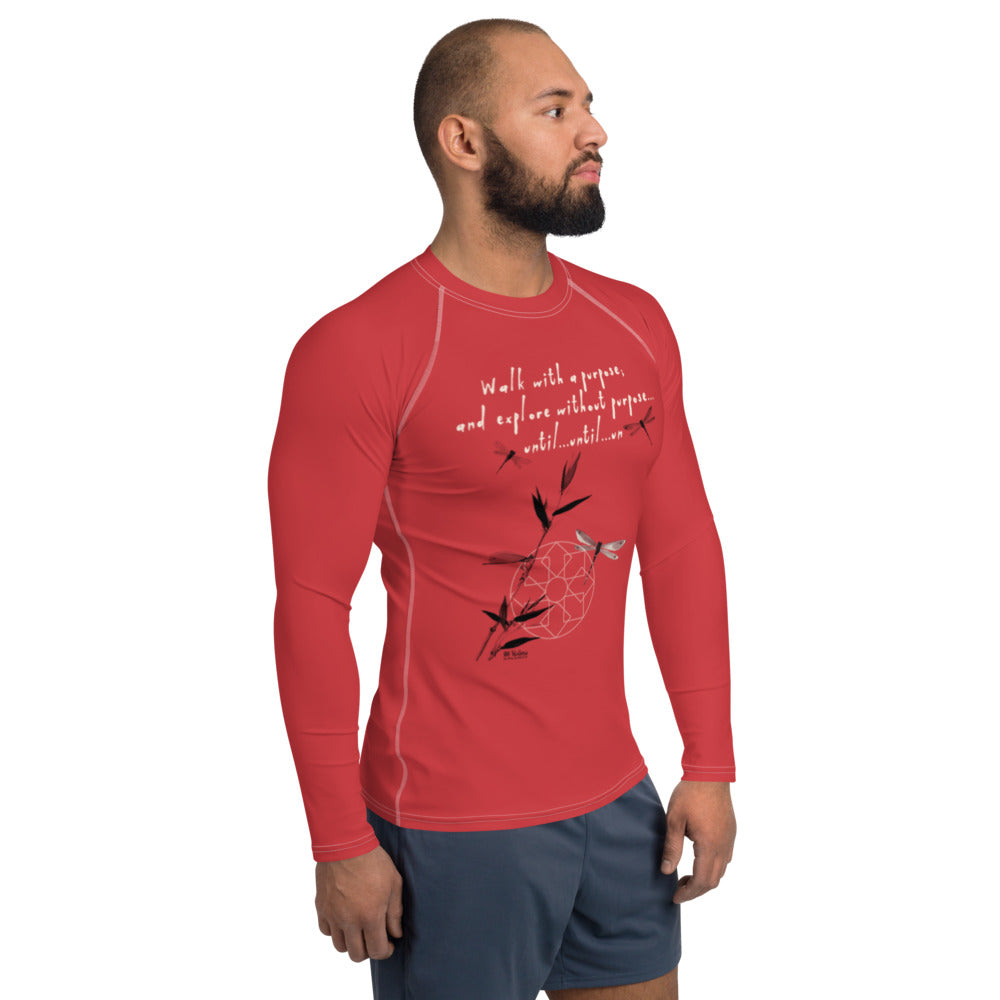 Walk With A Purpose Haiku With Dragonfly on Men's Rash Guard