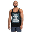 Word Clouds To Keep Moving The World Forward Through Black And Blue on Men's Original Tank Top