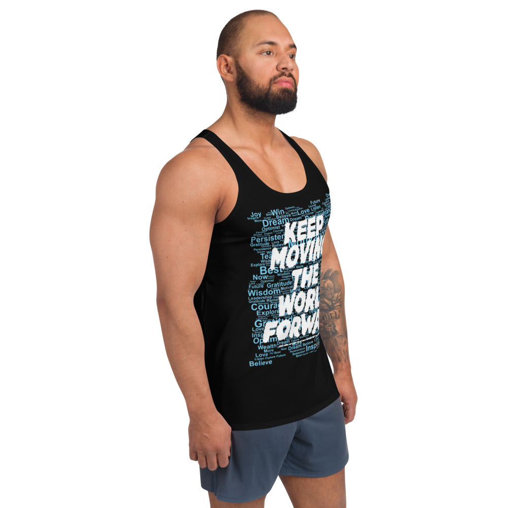 Word Clouds To Keep Moving The World Forward Through Black And Blue on Men's Original Tank Top