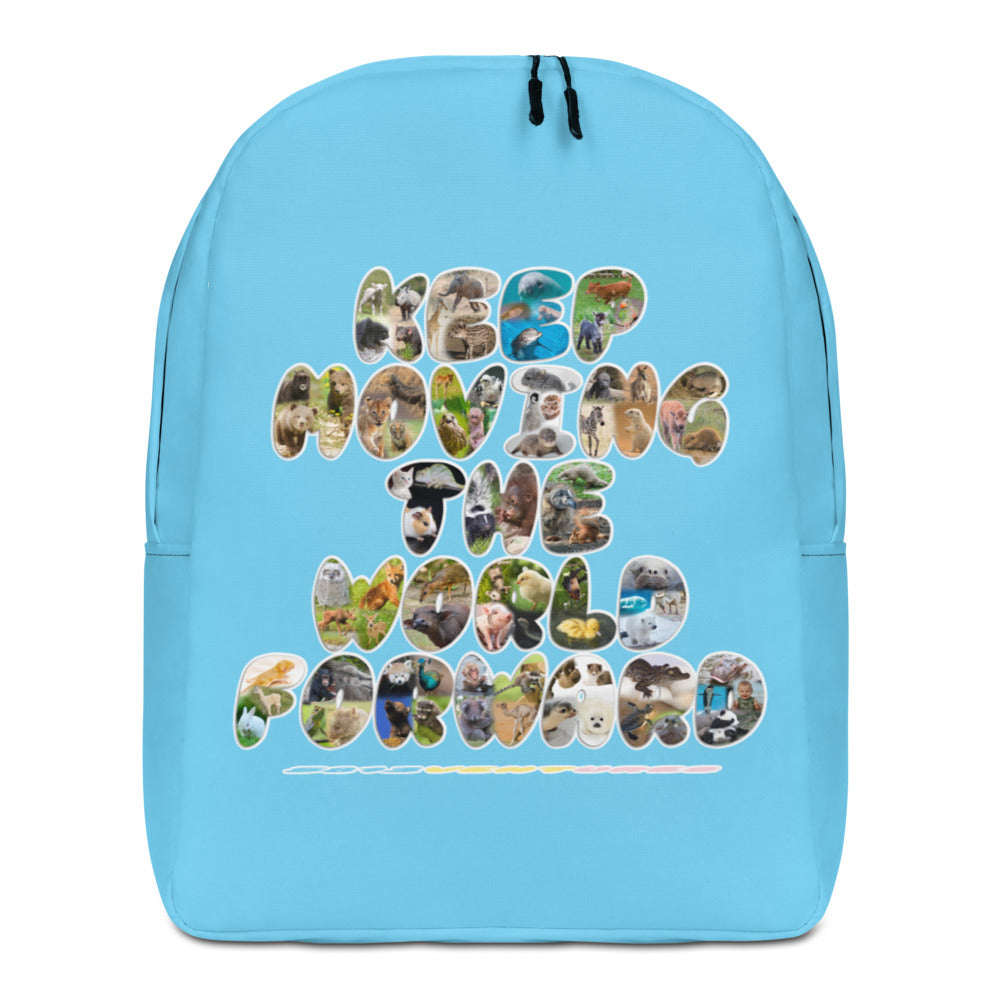 Baby Animals Keep Moving The World Forward In Blue on Minimalist Backpack