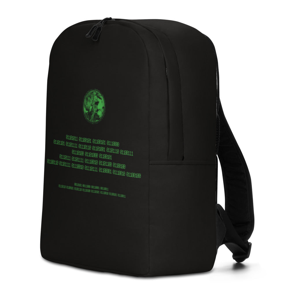 Binary Instructions To Keep Moving The World Forward With Venusian Earth In Green on Minimalist Backpack