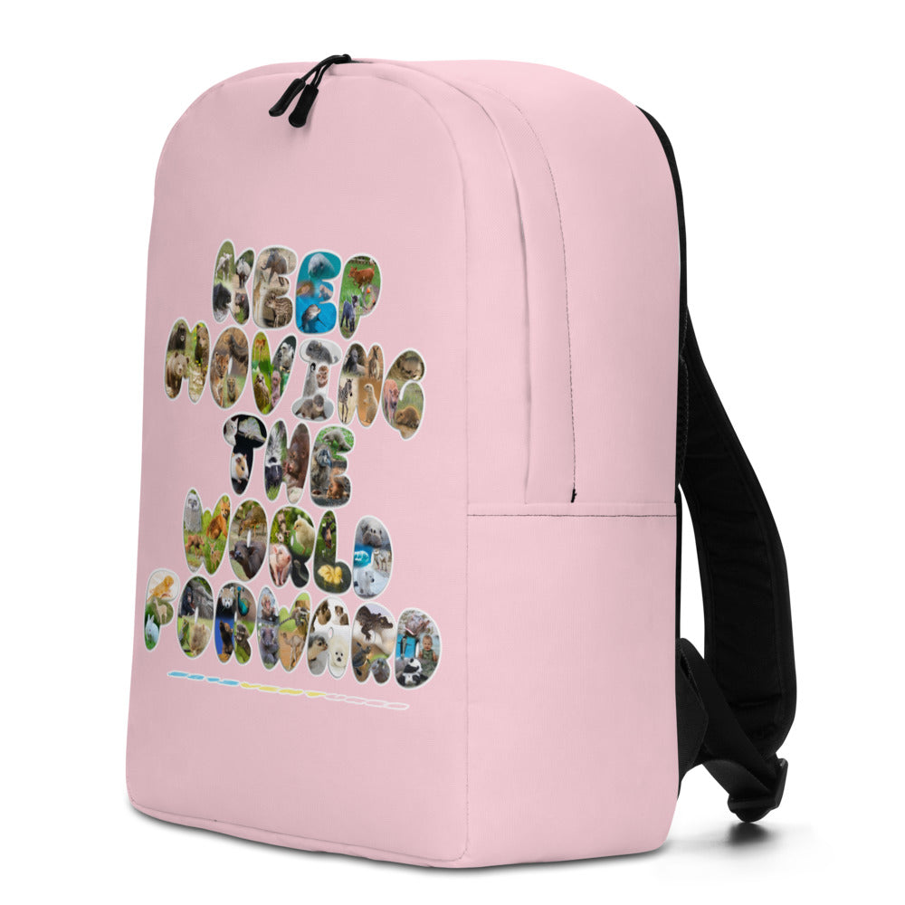 Baby Animals Keep Moving The World Forward In Pink on Minimalist Backpack