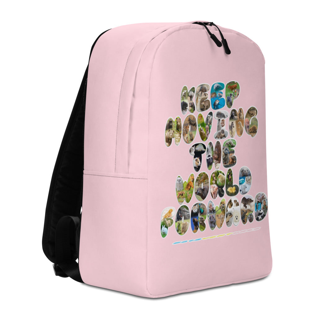 Baby Animals Keep Moving The World Forward In Pink on Minimalist Backpack