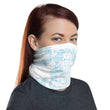 Word Clouds To Keep Moving The World Forward Through Blue Word Sky on Neck Gaiter