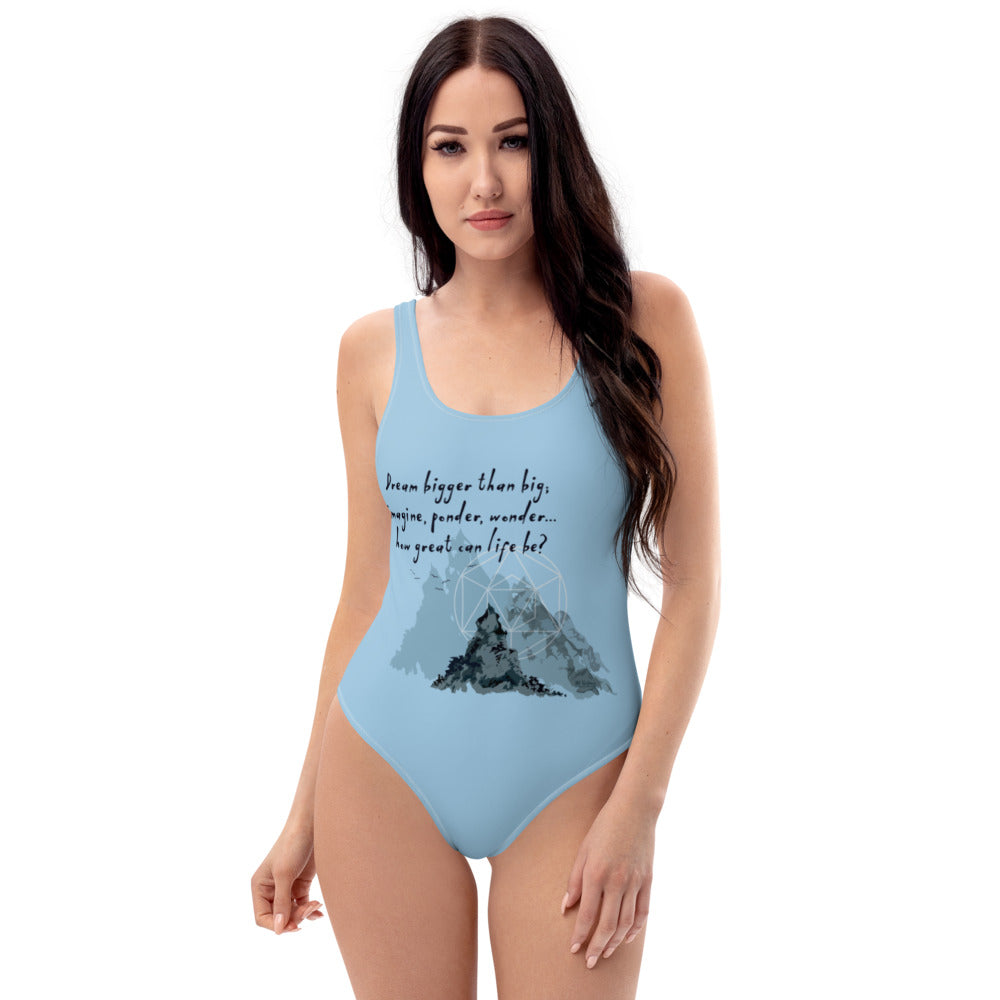 Dream Bigger Haiku With Mountains on Women's One-Piece Swimsuit