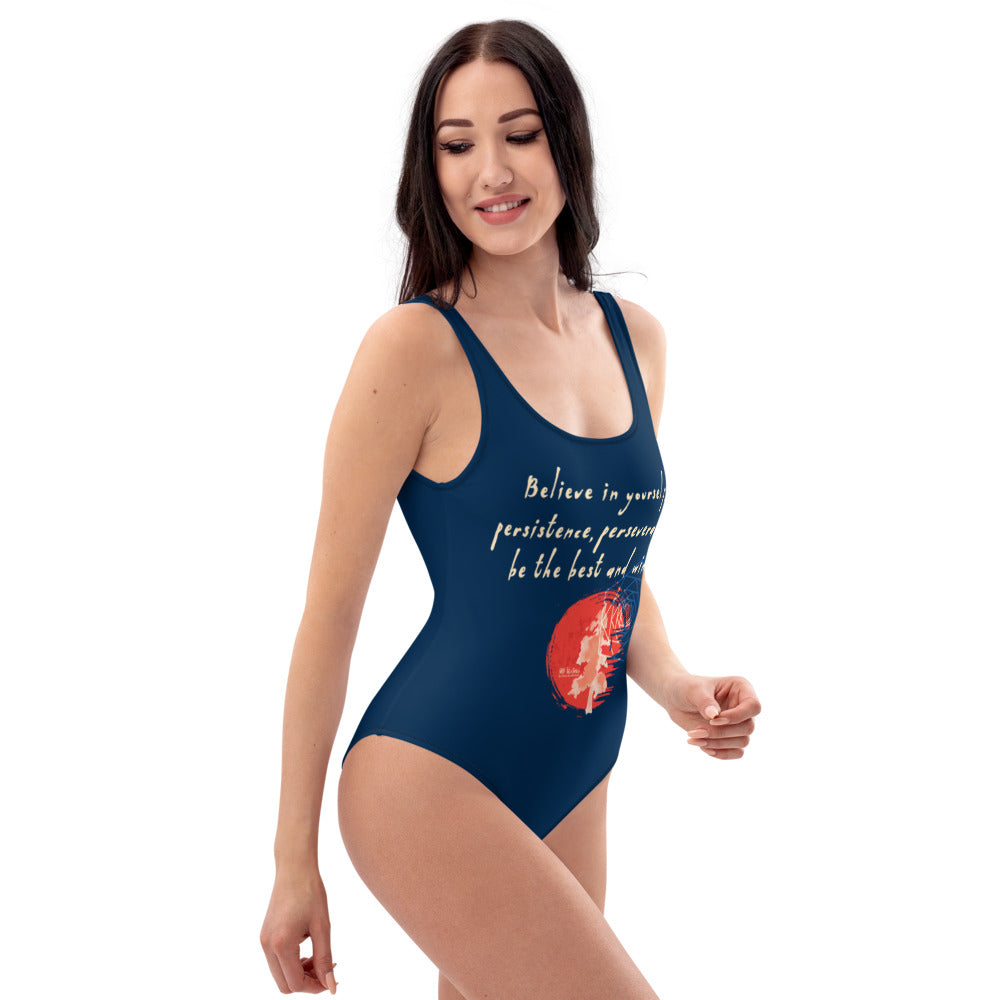 Believe To Win Haiku With Sun Tree on Women's One-Piece Swimsuit