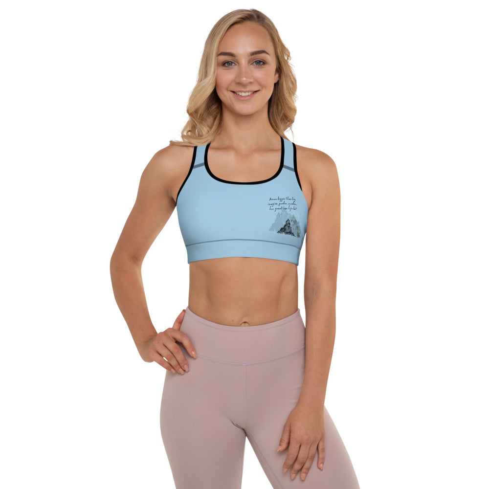 Dream Bigger Haiku With Mountains on Padded Sports Bra