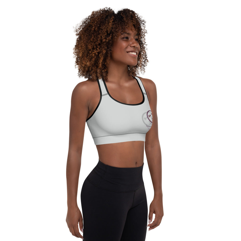 Courage To Begin Haiku With Fish on Padded Sports Bra