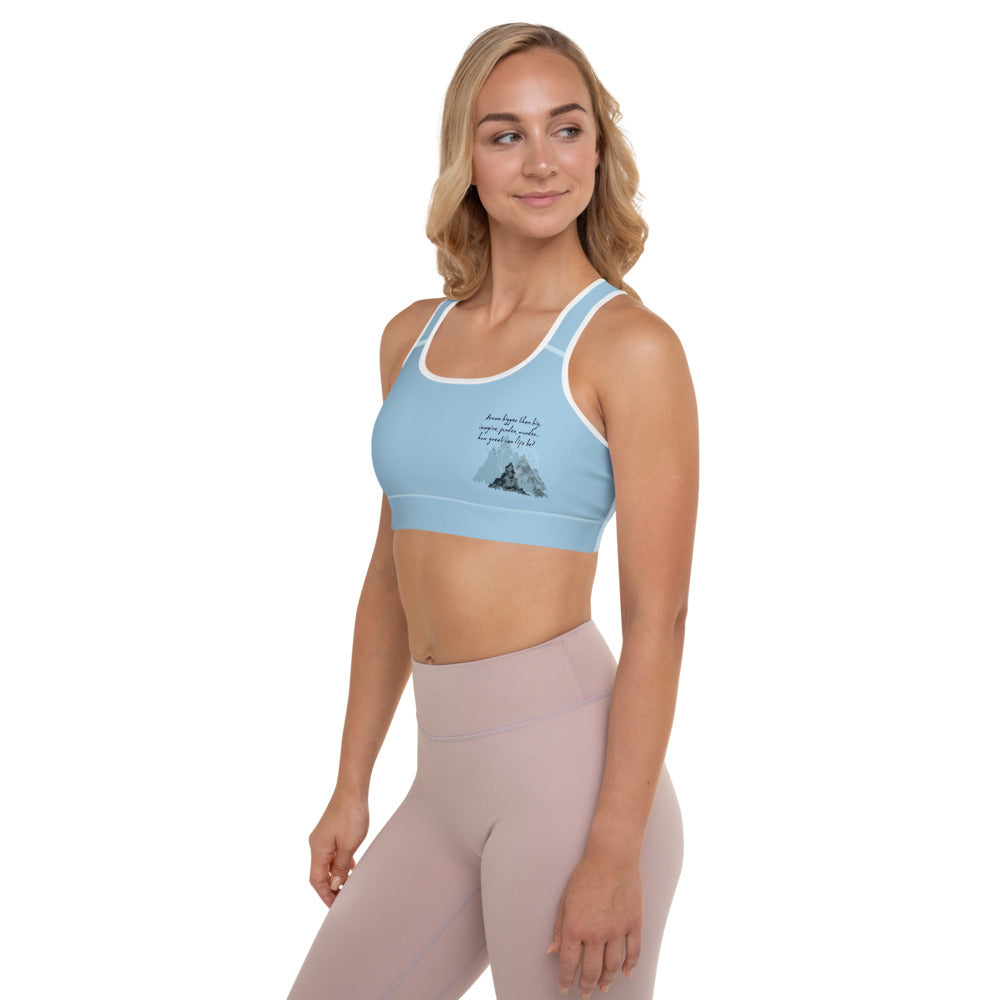 Dream Bigger Haiku With Mountains on Padded Sports Bra