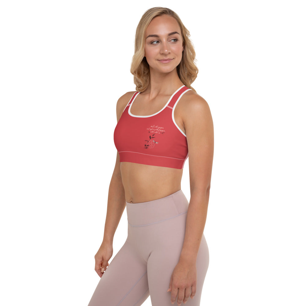 Walk With A Purpose Haiku With Dragonfly on Padded Sports Bra