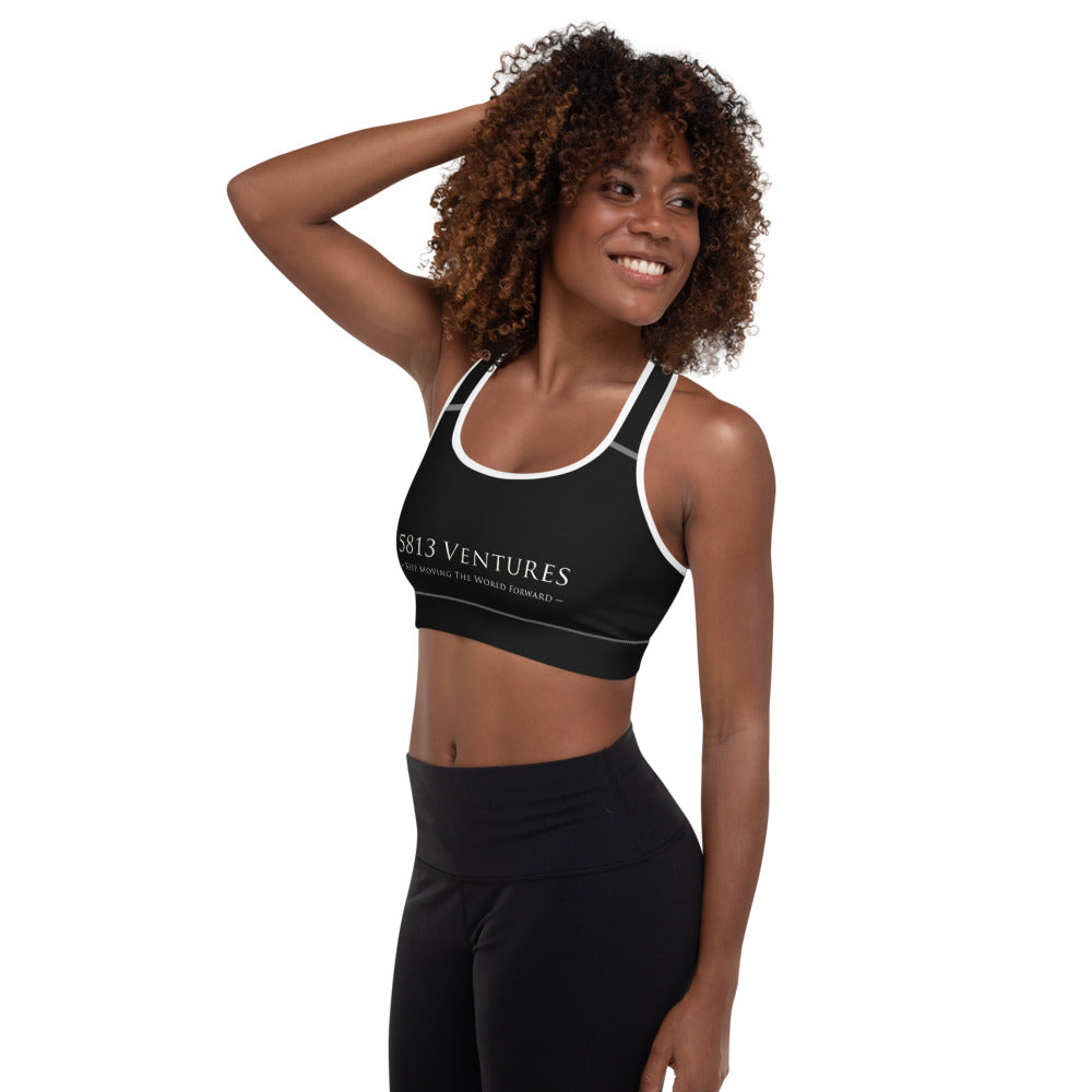 5813 Ventures Logo In Pearl on Padded Sports Bra