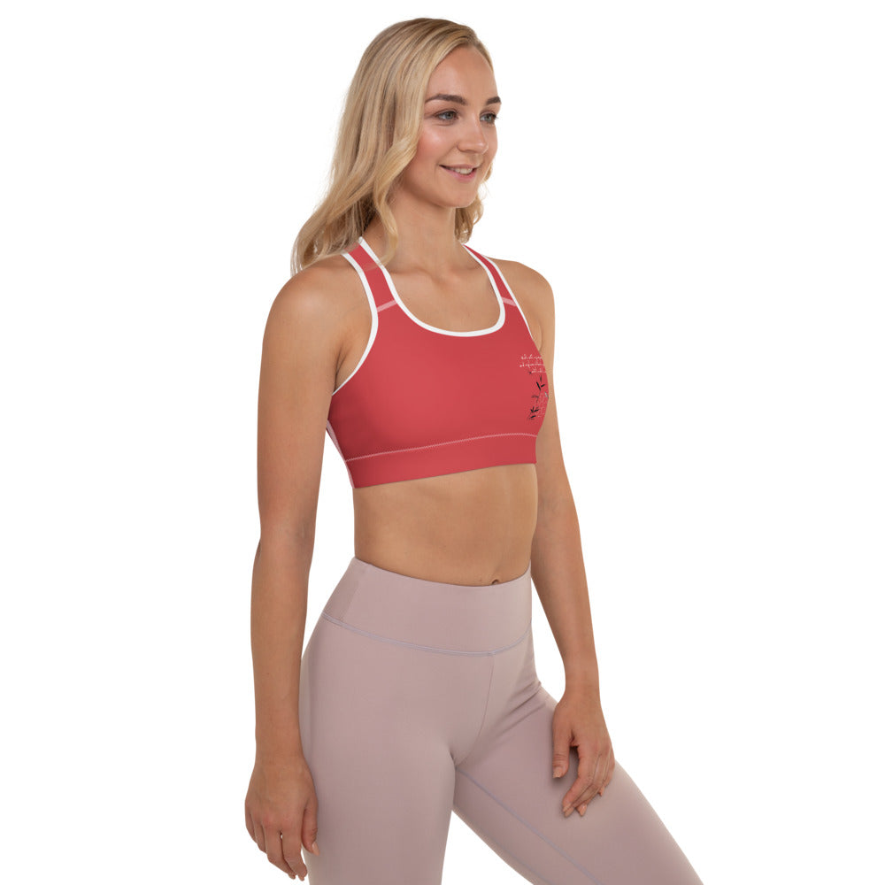 Walk With A Purpose Haiku With Dragonfly on Padded Sports Bra