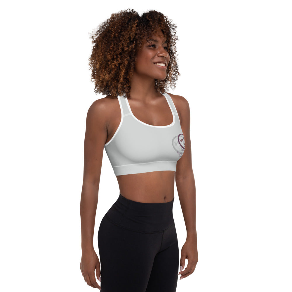 Courage To Begin Haiku With Fish on Padded Sports Bra