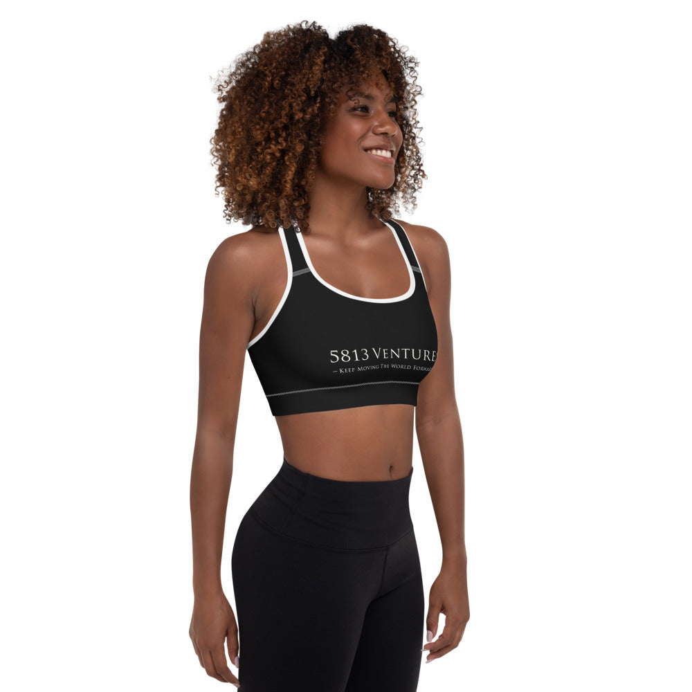 5813 Ventures Logo In Pearl on Padded Sports Bra