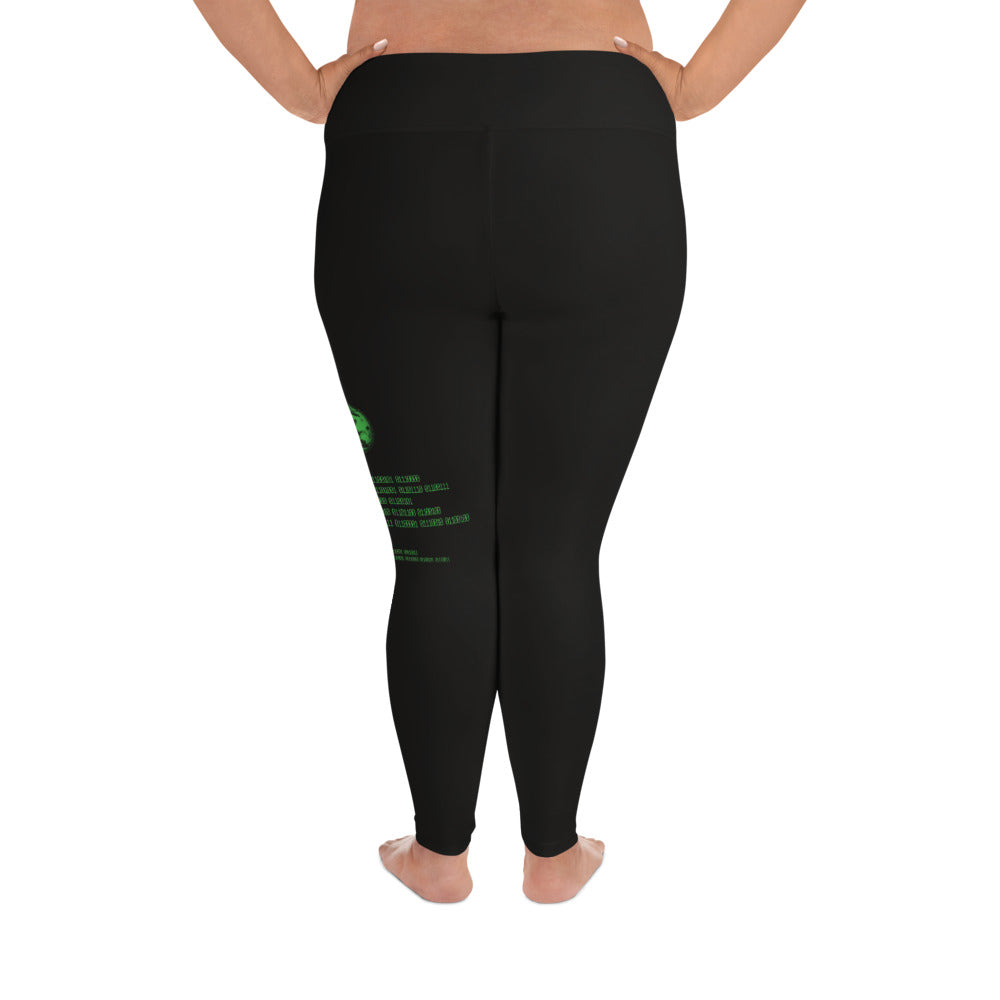 Binary Instructions To Keep Moving The World Forward With Venusian Earth In Green on Plus Size Leggings