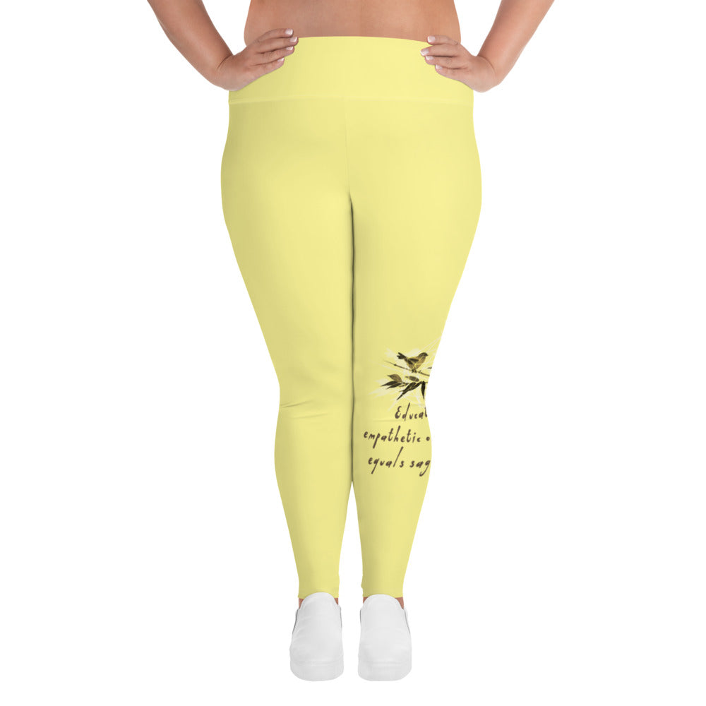 Sage Wisdom Haiku With Sparrow on Plus Size Leggings