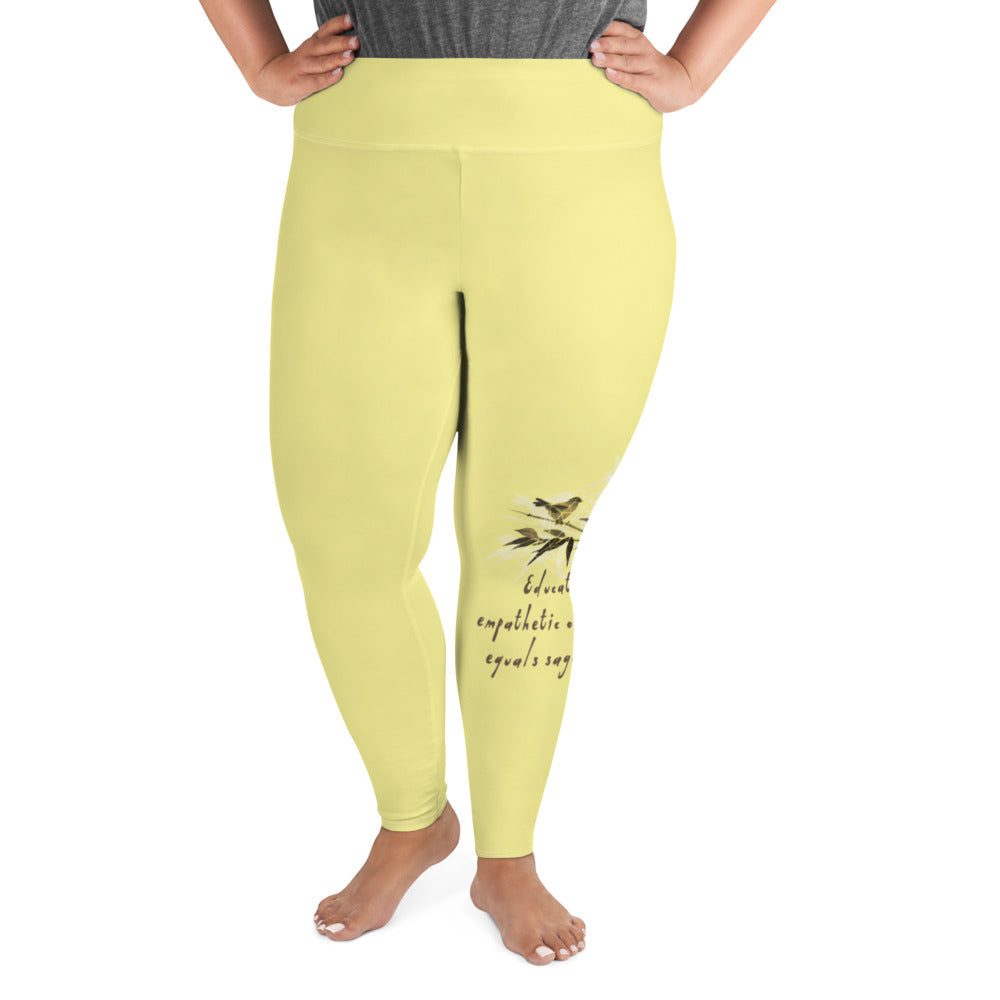 Sage Wisdom Haiku With Sparrow on Plus Size Leggings