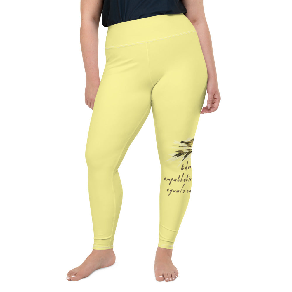 Sage Wisdom Haiku With Sparrow on Plus Size Leggings