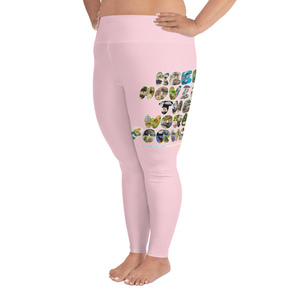 Baby Animals Keep Moving The World Forward In Pink on Plus Size Leggings