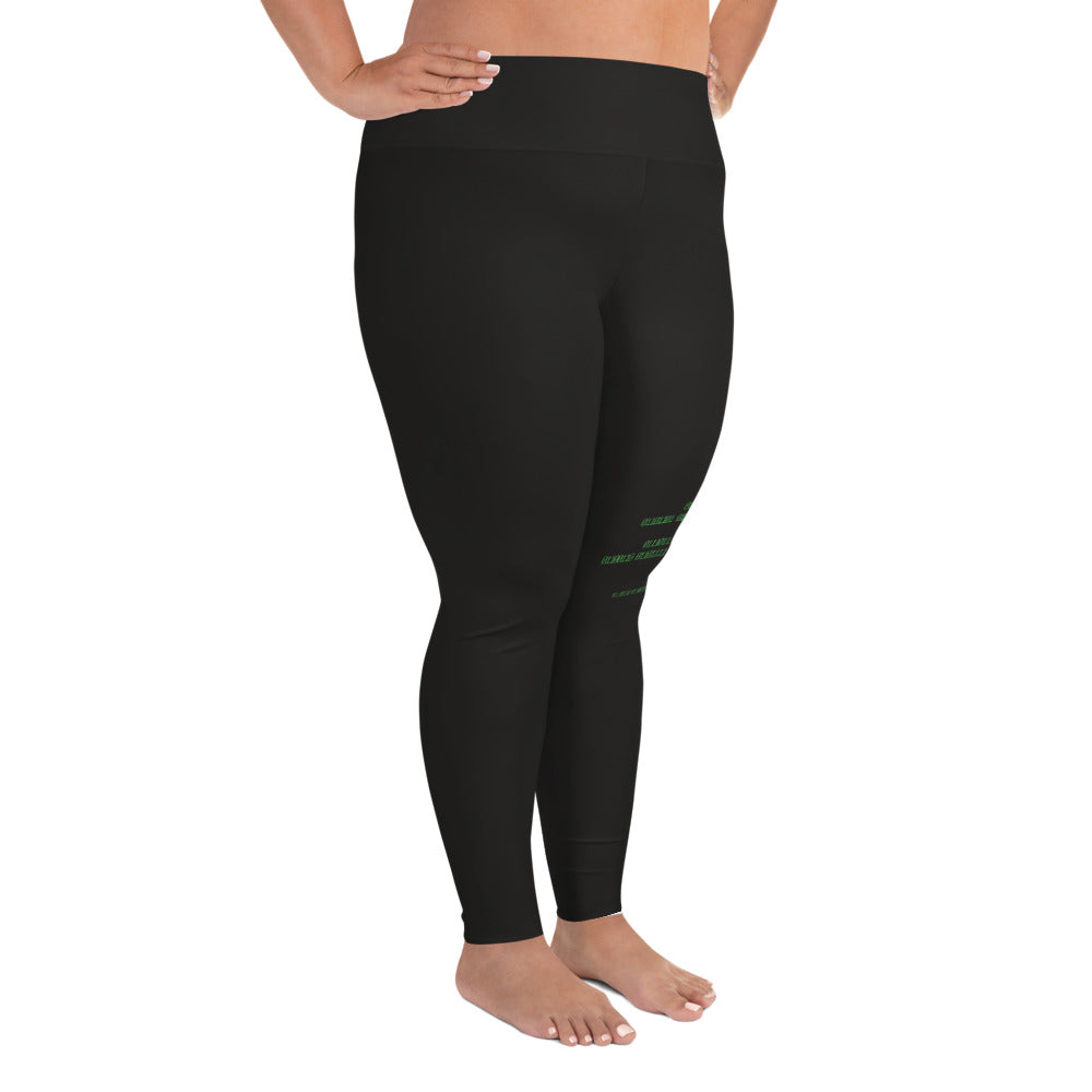 Binary Instructions To Keep Moving The World Forward With Venusian Earth In Green on Plus Size Leggings