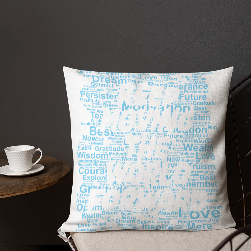 Word Clouds To Keep Moving The World Forward Through Blue Word Sky on Premium Pillow