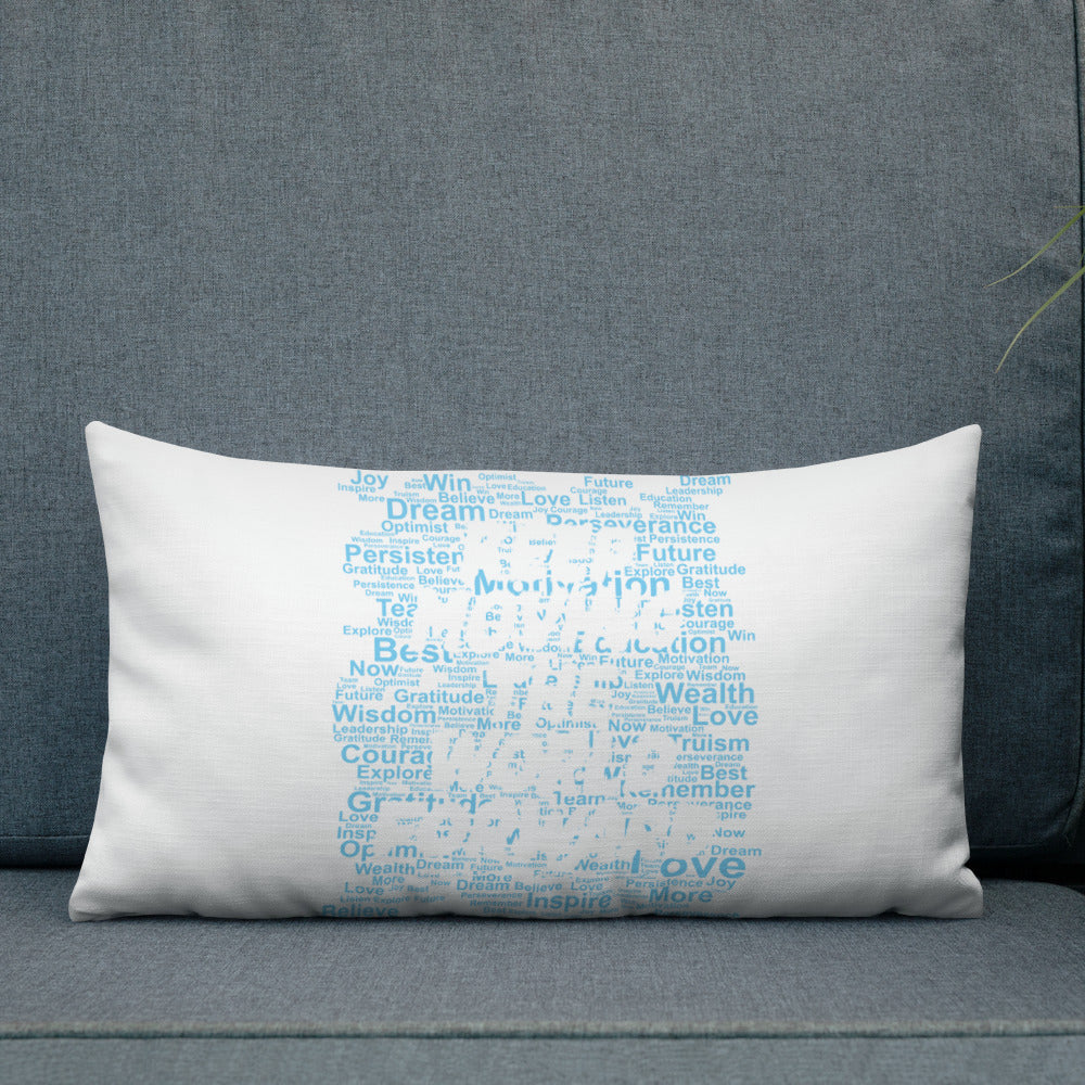 Word Clouds To Keep Moving The World Forward Through Blue Word Sky on Premium Pillow