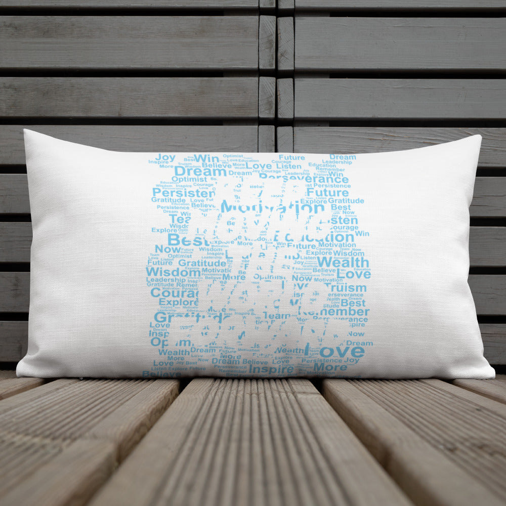 Word Clouds To Keep Moving The World Forward Through Blue Word Sky on Premium Pillow