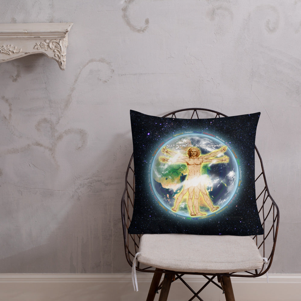 Vitruvian Earth on Premium Pillow