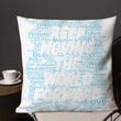 Word Clouds To Keep Moving The World Forward Through Blue Word Sky on Premium Pillow