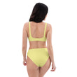 Sage Wisdom Haiku With Sparrow on High-Waisted Bikini Swimsuit