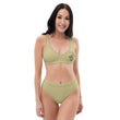 Matsuo Basho Haiku With Bonsai on High-Waisted Bikini Swimsuit