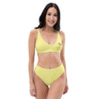 Sage Wisdom Haiku With Sparrow on High-Waisted Bikini Swimsuit