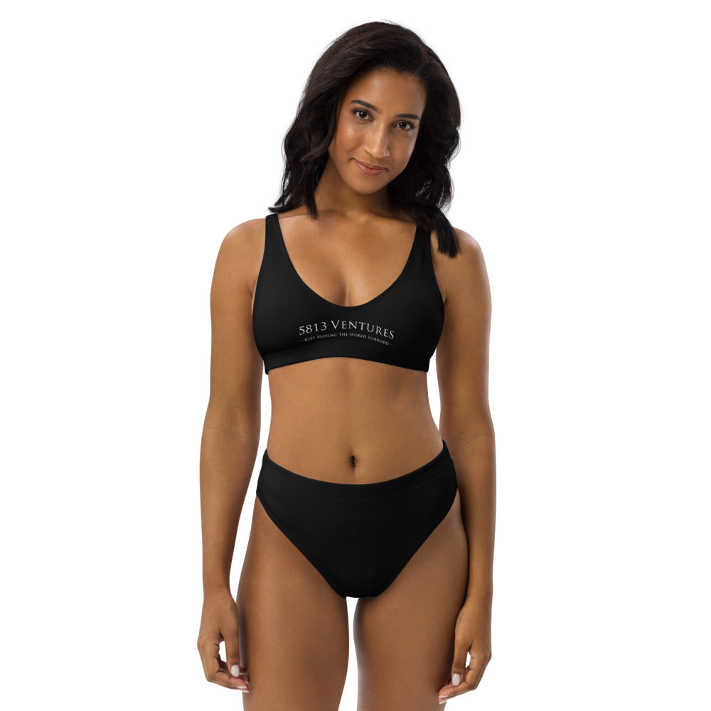 5813 Ventures Logo In Pearl on High-Waisted Bikini Swimsuit