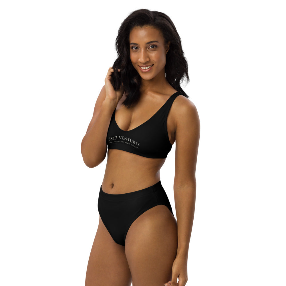 5813 Ventures Logo In Pearl on High-Waisted Bikini Swimsuit