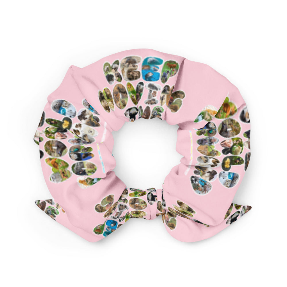 Baby Animals Keep Moving The World Forward In Pink on Scrunchie