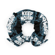 Word Clouds To Keep Moving The World Forward Through Black And Blue on Scrunchie