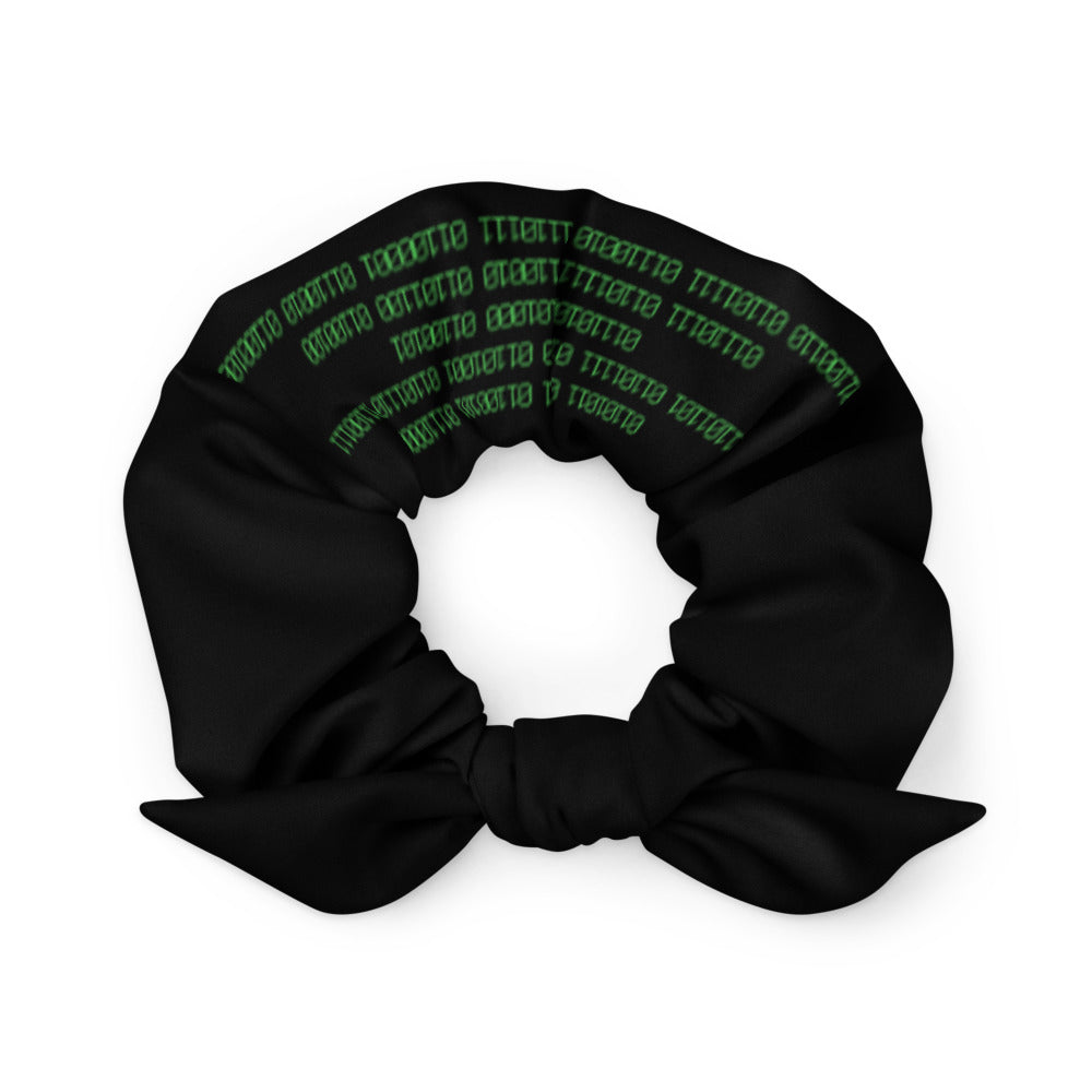 Binary Instructions To Keep Moving The World Forward With Venusian Earth In Green on Scrunchie