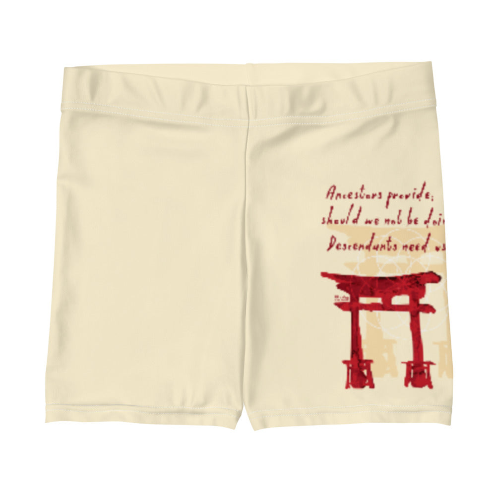 Descendants Need Ancestors Haiku With Pagoda on Tight Shorts