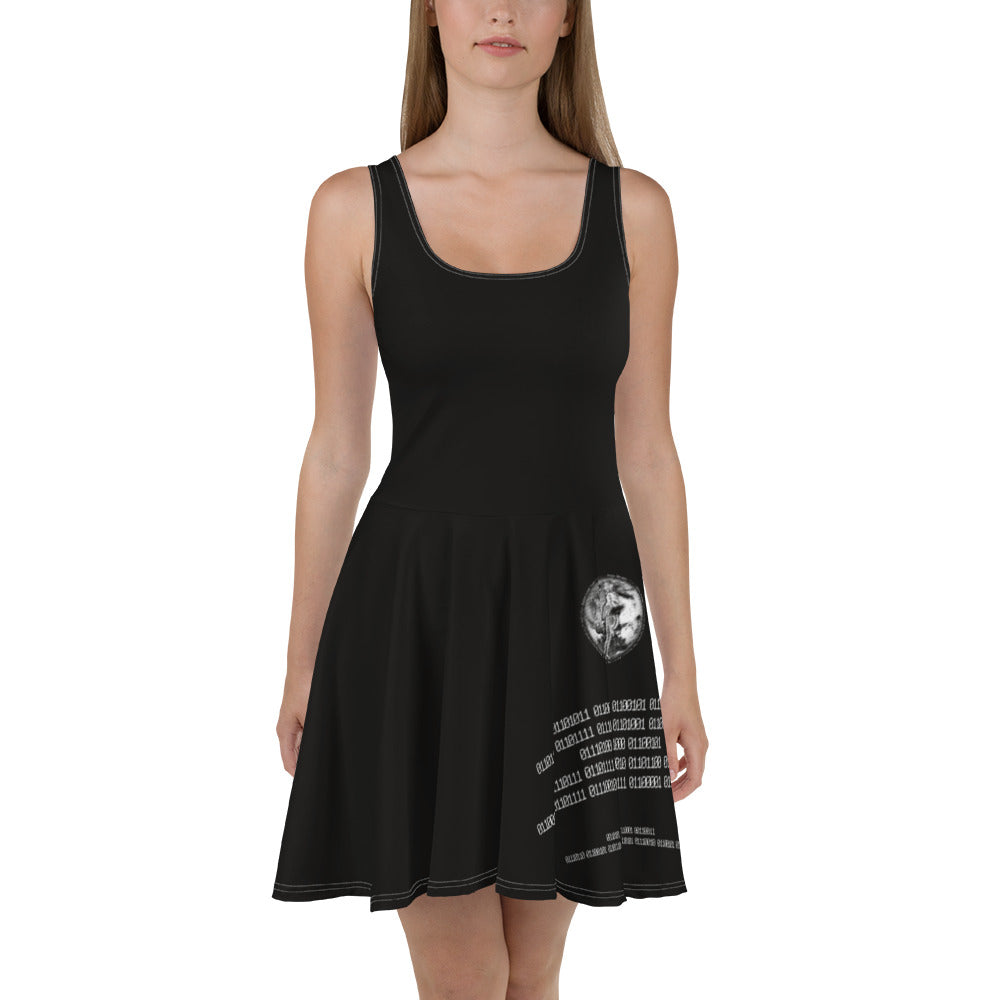 Binary Instructions To Keep Moving The World Forward With Venusian Earth In White on Women's Skater Dress