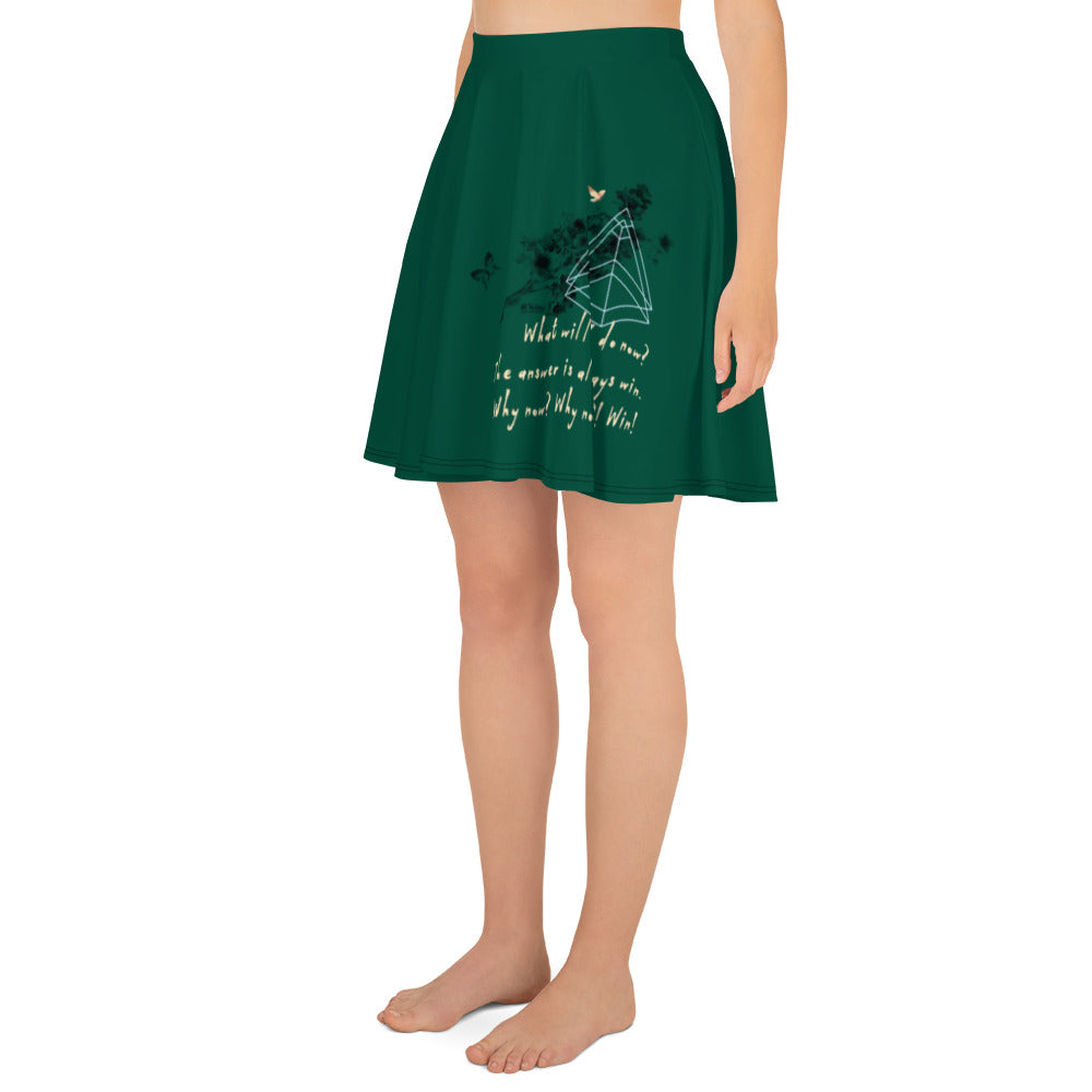 Always Win Now Haiku With Butterfly on Women's Skater Skirt