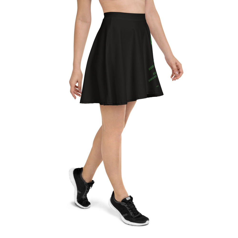 Binary Instructions To Keep Moving The World Forward With Venusian Earth In Green on Women's Skater Skirt