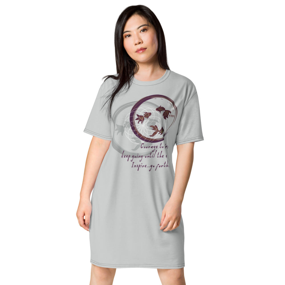 Courage To Begin Haiku With Fish on Women's Original T-Shirt Dress - Sleep Shirt