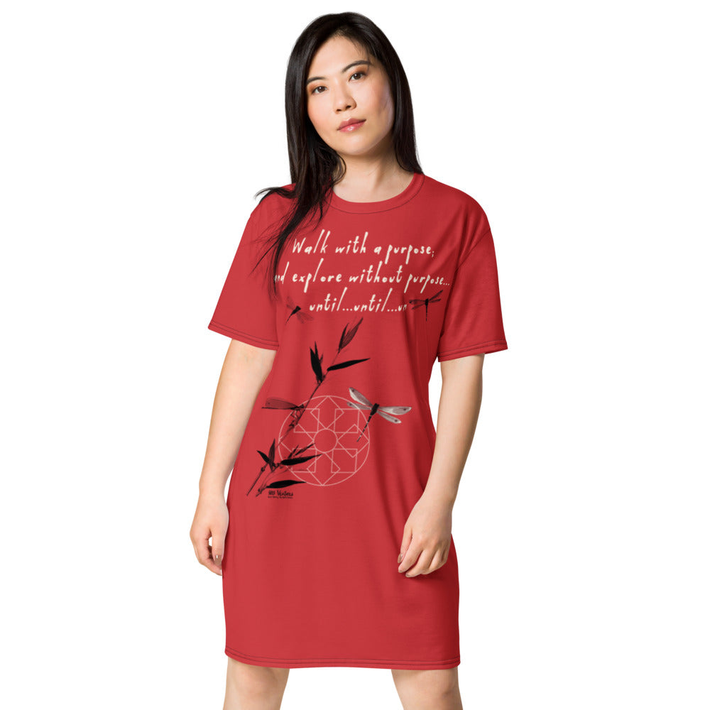 Walk With A Purpose Haiku With Dragonfly on Women's Original T-Shirt Dress - Sleep Shirt